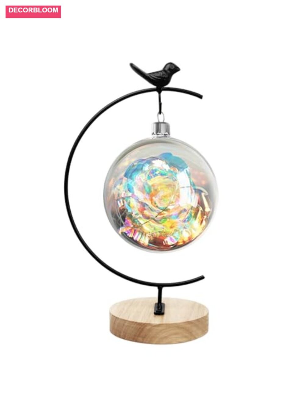 12 Inch Metal Ornament Display Stand with Wood Base Hanging Hook Stand for Home